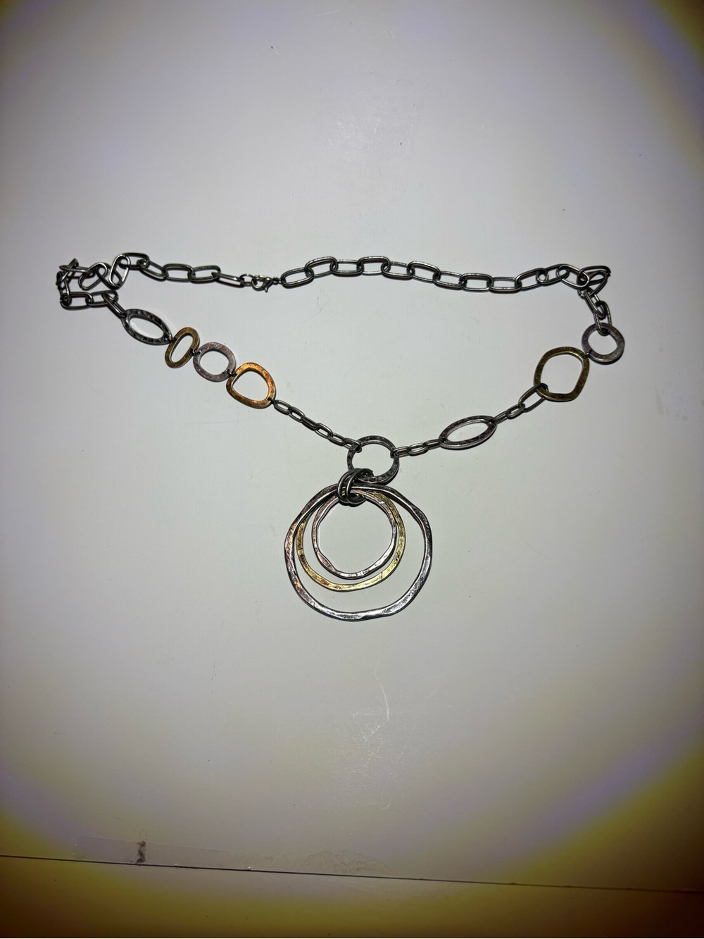 Tri-Tone Interlocking Circle Pendant Necklace - Women Jewelry